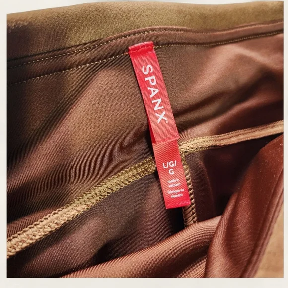 Spanx Faux Suede Leggings – Size Large | Rich Caramel Brown - Picture 4 of 9